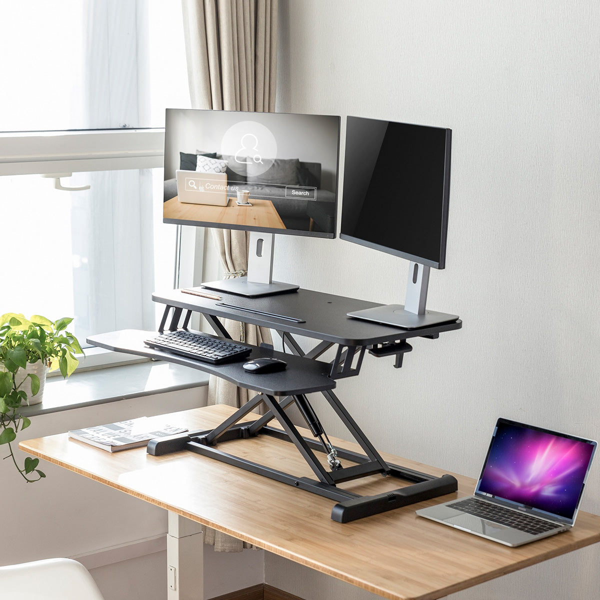 Height Adjustable Desktop Desk Sit Stand Workstation
