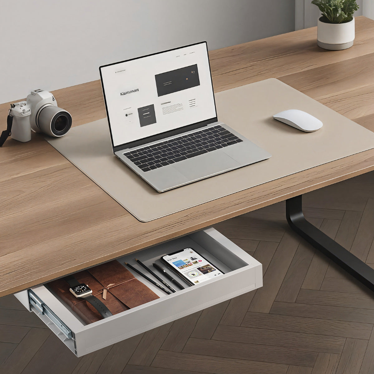 Under Desk Storage Drawer – Ultra Slim Pull-Out Organizer for Regular or Sit-Stand Standing Desks, (16.5” x 10.6”)