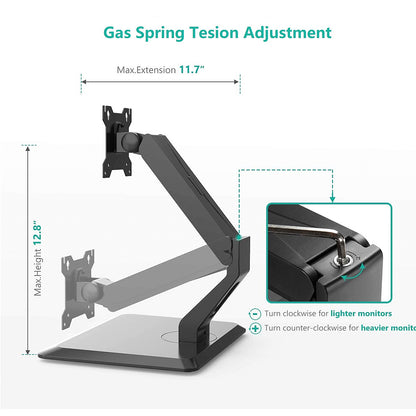 Uplite Ergonomic Free Standing Touch Screen Monitor Stand Fully Adjustable Gas | with base for 1 Screen up to 32"