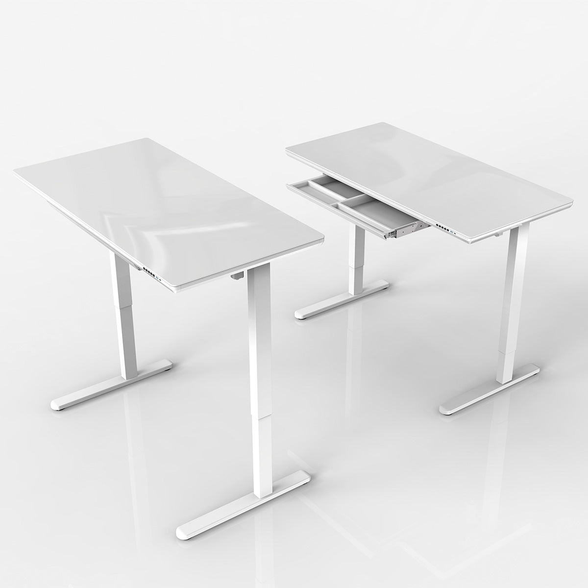 Uplite Glass Electric Height Adjustable Desk 48" x 24" – Glass Top – White