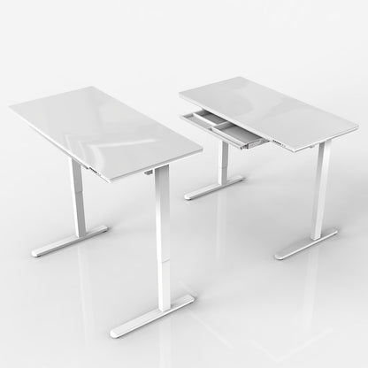 Uplite Glass Electric Height Adjustable Desk 48" x 24" – Glass Top – White