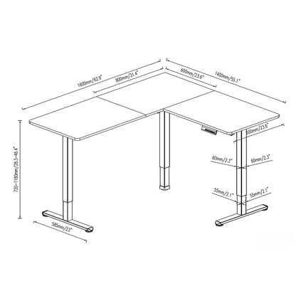 Uplite L Shape Dual Motorized Height Adjustable Stand Up Desk