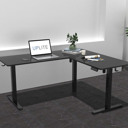 Uplite L Shape Dual Motorized Height Adjustable Stand Up Desk
