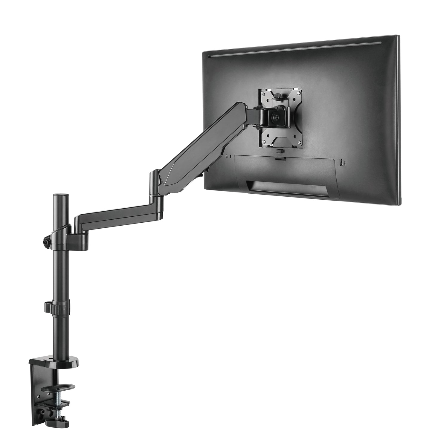 Single Monitor Mount Arm Pole Height Adjustable Stand for One Screen 17" - 32"