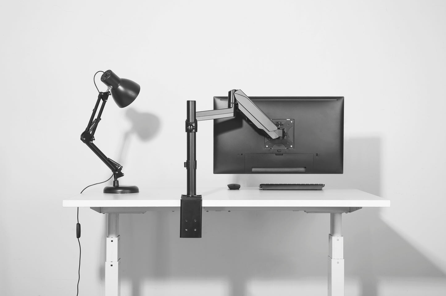 Single Monitor Mount Arm Pole Height Adjustable Stand for One Screen 17" - 32"