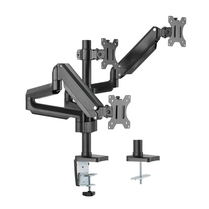 Triple Monitor Mount Arm Pole Height Adjustable Stand for Three Screens 17" - 27"
