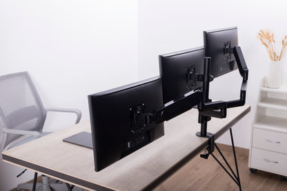 Triple Monitor Mount Arm Pole Height Adjustable Stand for Three Screens 17" - 27"