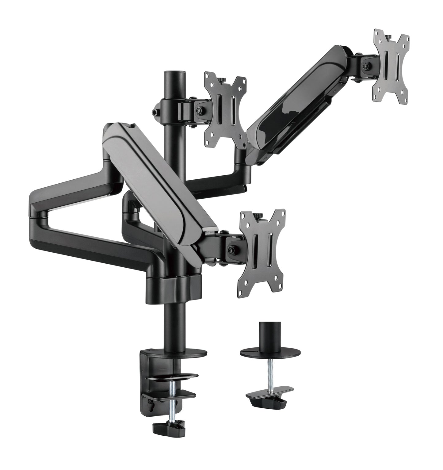 Triple Monitor Mount Arm Pole Height Adjustable Stand for Three Screens 17" - 27"