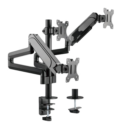 Triple Monitor Mount Arm Pole Height Adjustable Stand for Three Screens 17" - 27"