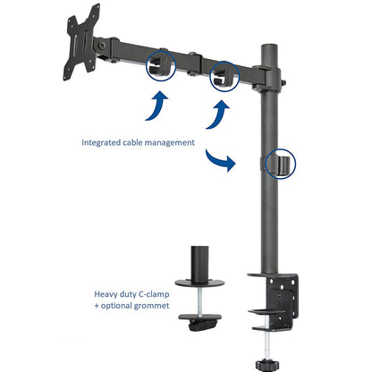 Single LCD Monitor Desk Mount Stand Fully Adjustable up to 32"