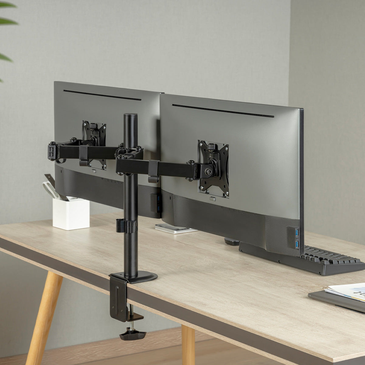 Dual LCD Monitor Desk Mount Stand – Fully Adjustable for 2 Screens up to 32"