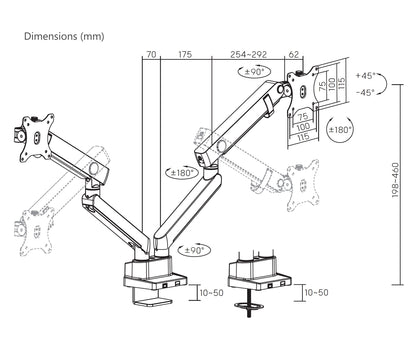 Heavy Duty Dual Monitor Desk Mount Stand 17" to 35"