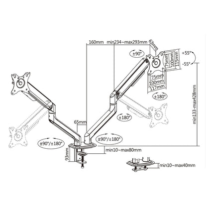 Uplite Dual Spring-Assisted LCD Monitor Arm Articulating Arm for 2 Screens up to 32"