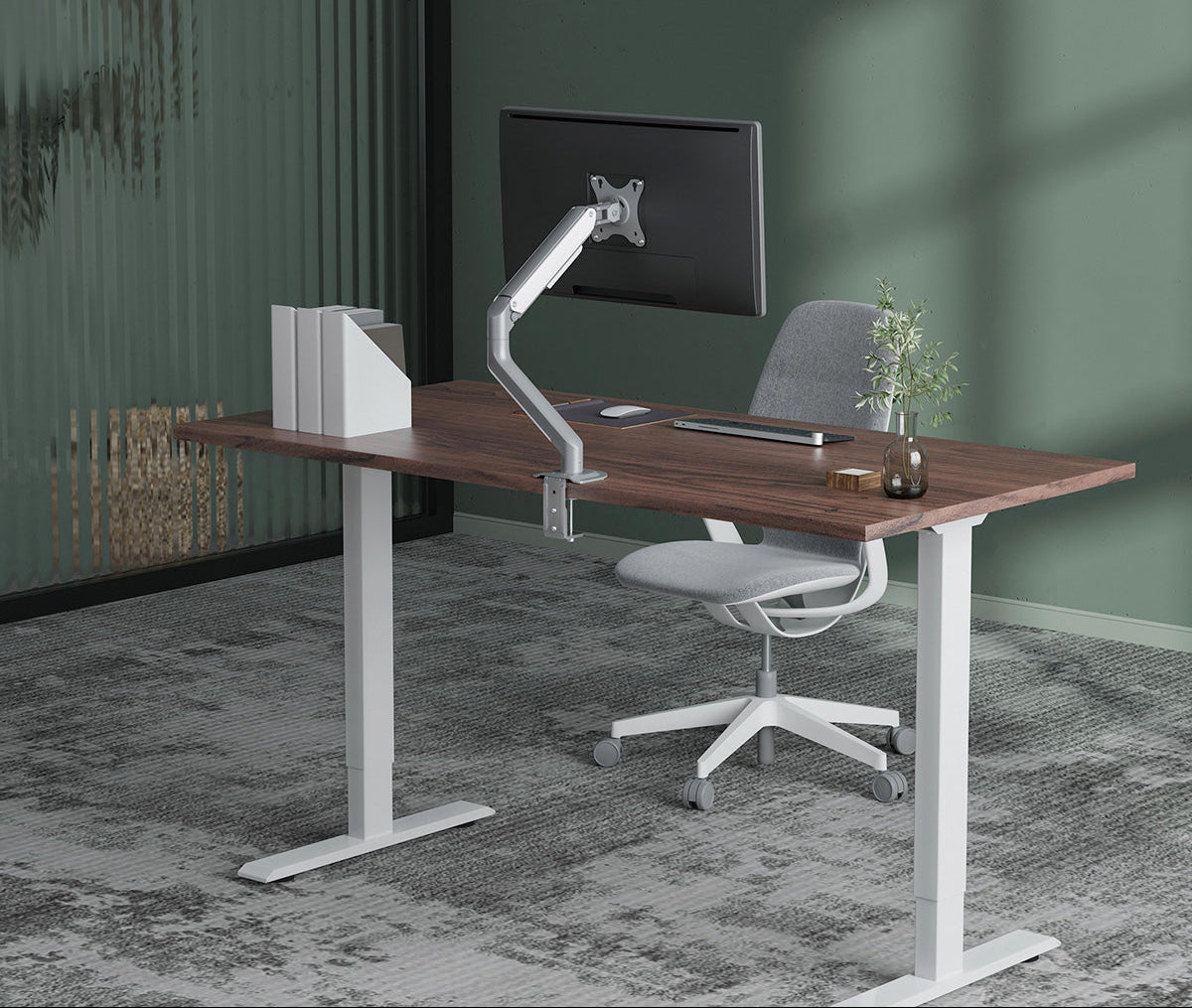 Single Spring-Assisted LCD Monitor Arm Desk Mount Stand Fully Adjustable Articulating Arm for 1 Screen up to 32"