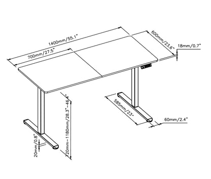 Uplite 55"x24" Motorized Height Adjustable Stand Up Desk