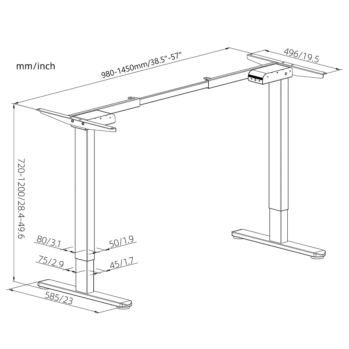 Uplite Dual Motor Ergonomic Electric Adjustable Stand Up Table Frame (Frame Only)