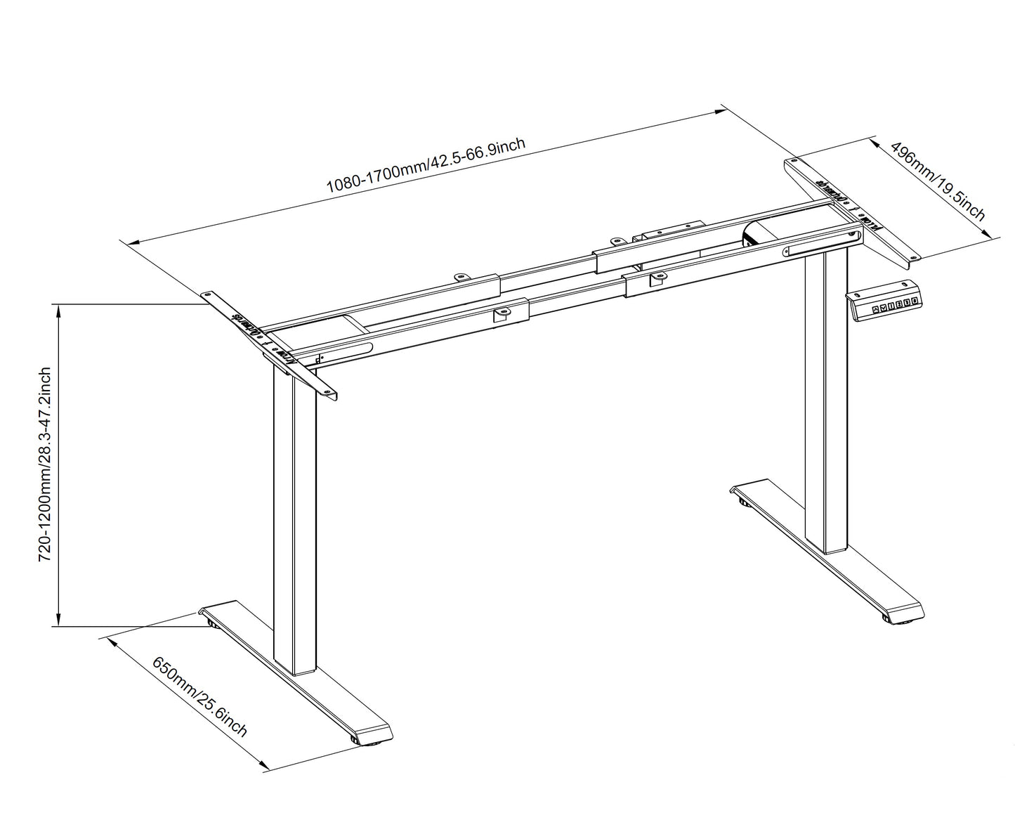 Dual Motor Ergonomic Electric Adjustable Stand Up Table Frame (Frame Only)