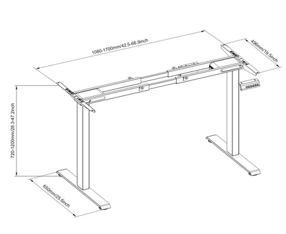 Dual Motor Ergonomic Electric Adjustable Stand Up Table Frame (Frame Only)