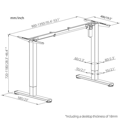 Uplite Ergonomic Electric Height & Width Adjustable Stand Up Table Frame (Frame Only)
