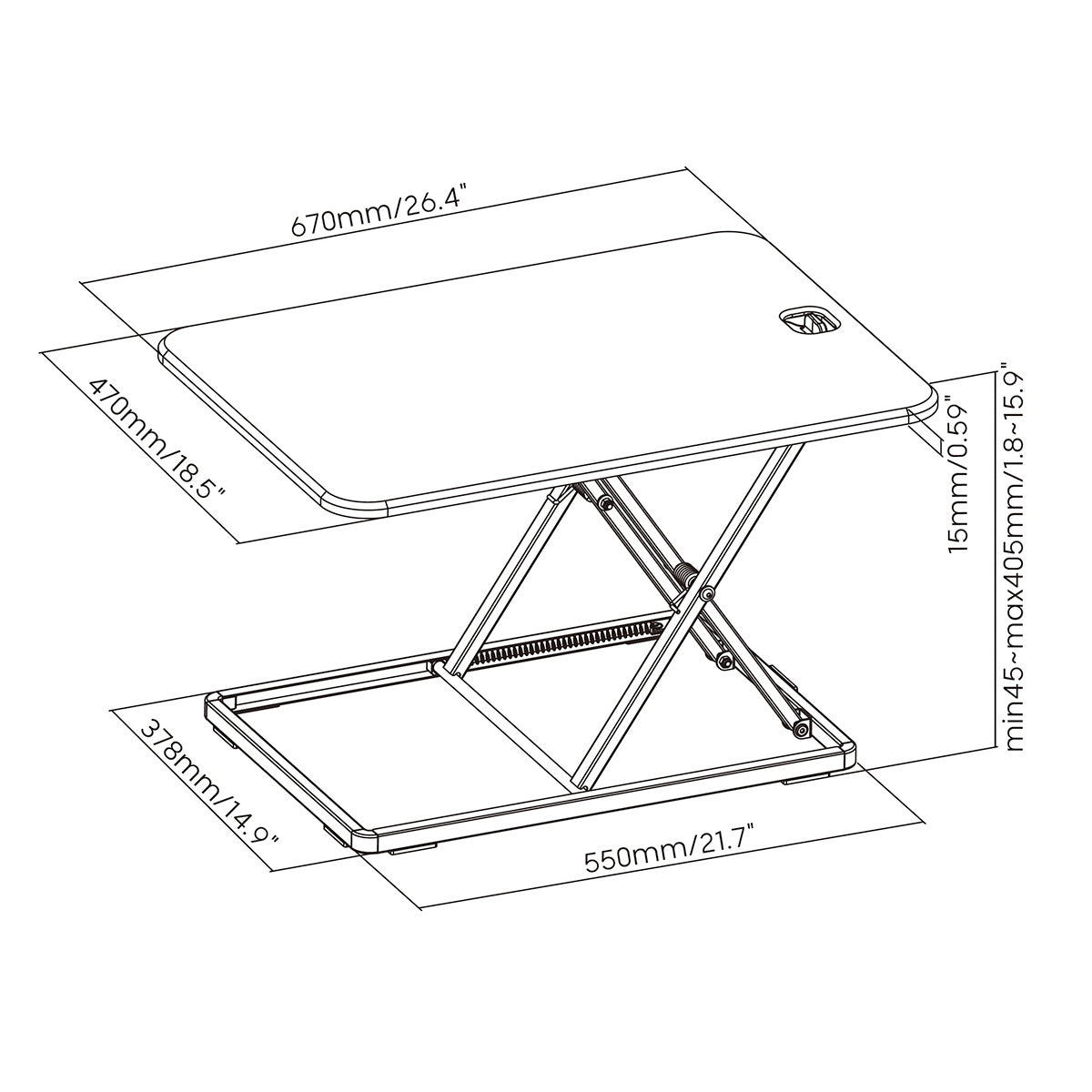 Height Adjustable Slim Desktop Sit Stand Standing Desk Workstation