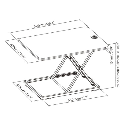 Height Adjustable Slim Desktop Sit Stand Standing Desk Workstation