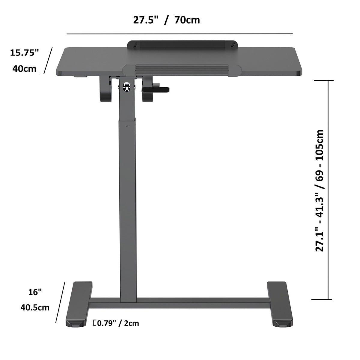 Uplite Height Adjustable Mobile Desk – Sit-Stand Tilting Overbed & Sofa Side Table with Wheels
