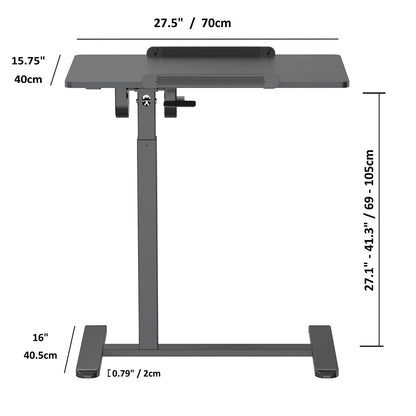 Uplite Height Adjustable Mobile Desk – Sit-Stand Tilting Overbed & Sofa Side Table with Wheels