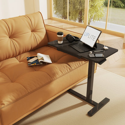 Uplite Height Adjustable Mobile Desk – Sit-Stand Tilting Overbed & Sofa Side Table with Wheels