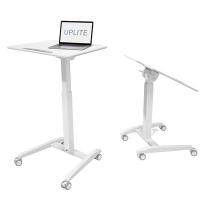Uplite Tiltable Mobile Gas Spring Sit Stand Desk with Locked Casters